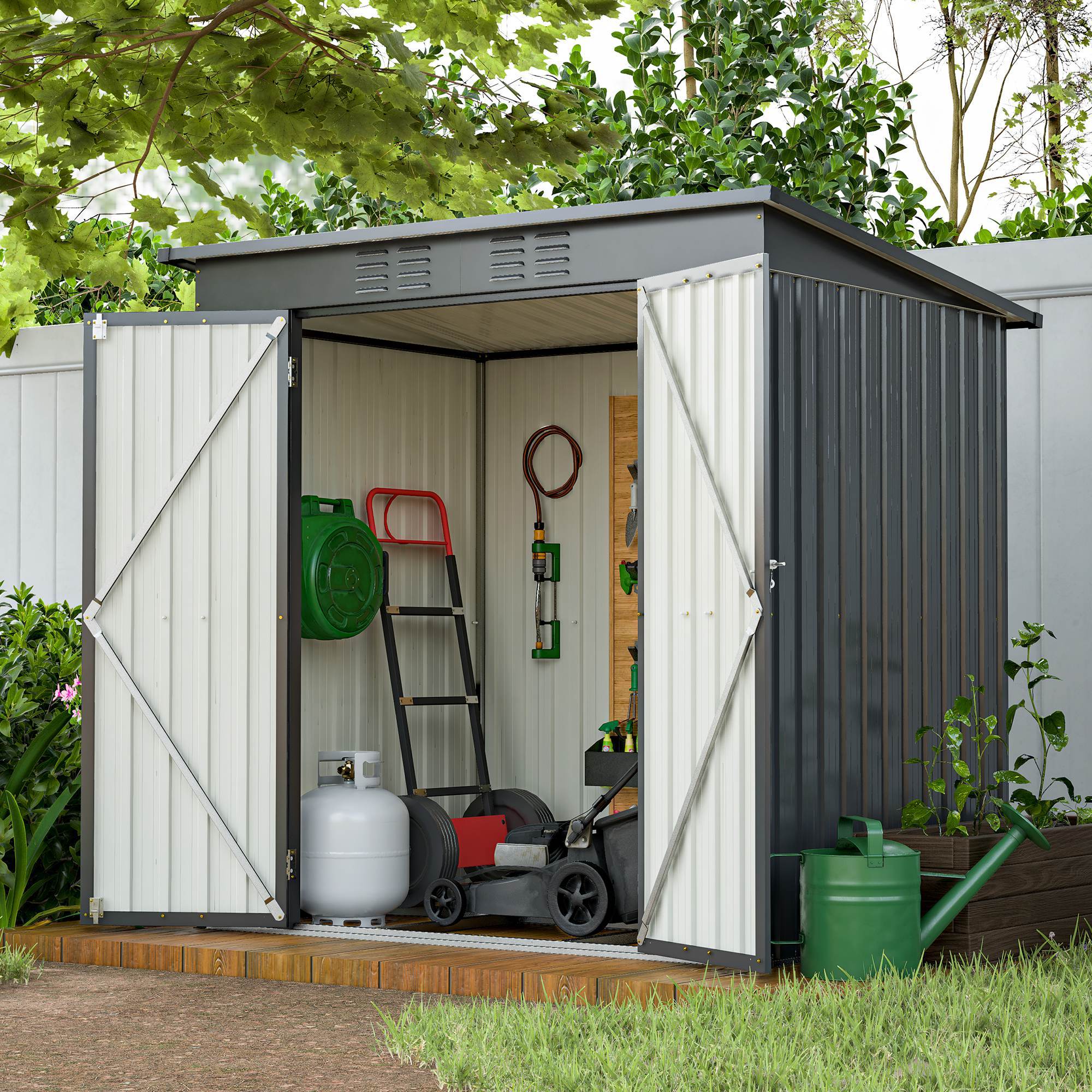 6 X 4 Ft Outdoor Storage Shed, All Weather Tool Shed For Garden, Backyard, Lawn, Black - Image 3