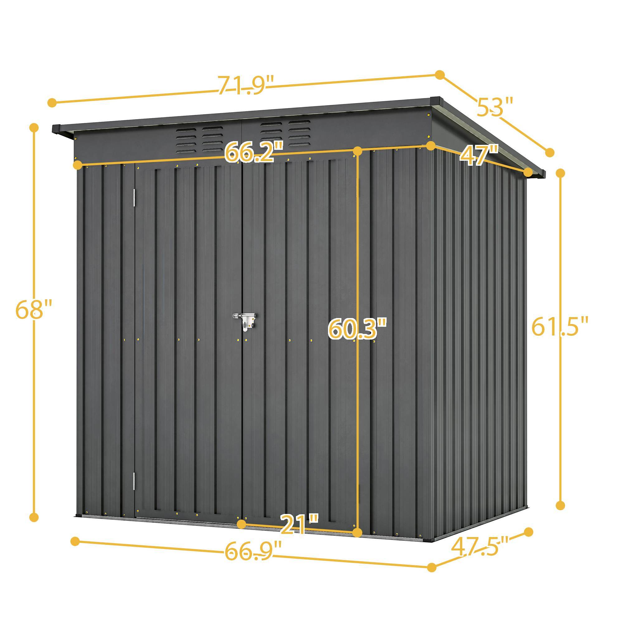 6 X 4 Ft Outdoor Storage Shed, All Weather Tool Shed For Garden, Backyard, Lawn, Black - Image 5