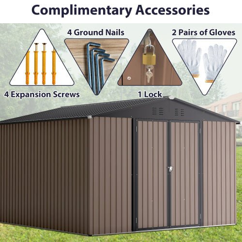 10' X 10' Metal Storage Shed For Ourdoor, Steel Yard Shed With Design Of Lockable Doors - Image 5