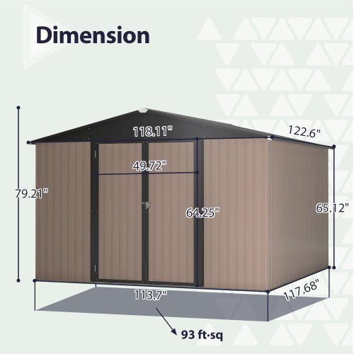 10' X 10' Metal Storage Shed For Ourdoor, Steel Yard Shed With Design Of Lockable Doors - Image 3