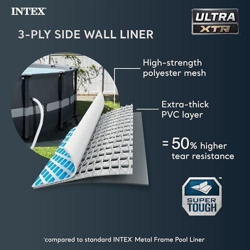 Intex Ultra XTR Frame 14′ x 42″ Round Above Ground Outdoor Swimming Pool Set with Sand Filter Pump, Ladder, Ground Cloth, and Pool Cover - Image 3
