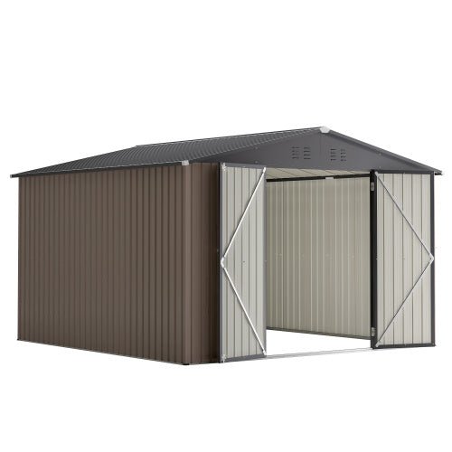 10' X 10' Metal Storage Shed For Ourdoor, Steel Yard Shed With Design Of Lockable Doors - Image 9