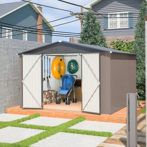 10' X 10' Metal Storage Shed For Ourdoor, Steel Yard Shed With Design Of Lockable Doors - Image 7