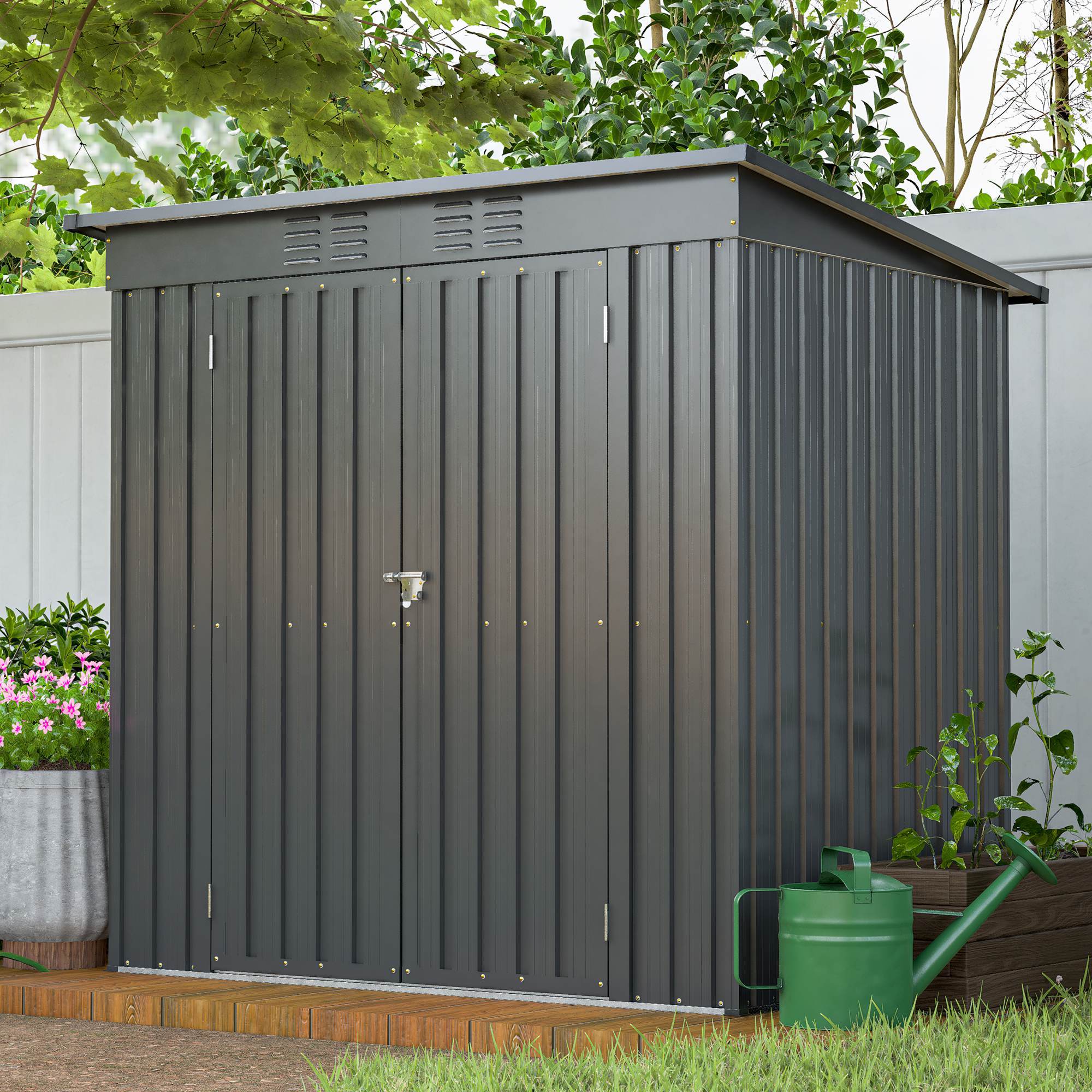 6 X 4 Ft Outdoor Storage Shed, All Weather Tool Shed For Garden, Backyard, Lawn, Black - Image 4