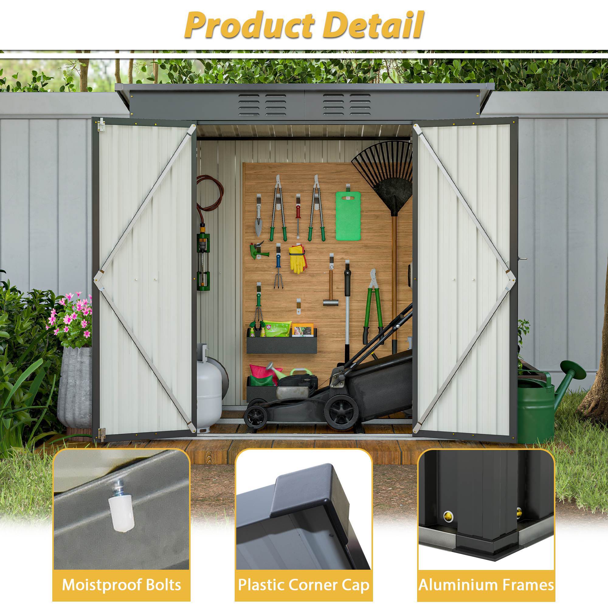 6 X 4 Ft Outdoor Storage Shed, All Weather Tool Shed For Garden, Backyard, Lawn, Black - Image 2