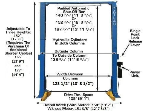 Atlas 15,000 lb Overhead 2-Post Lift - Image 4
